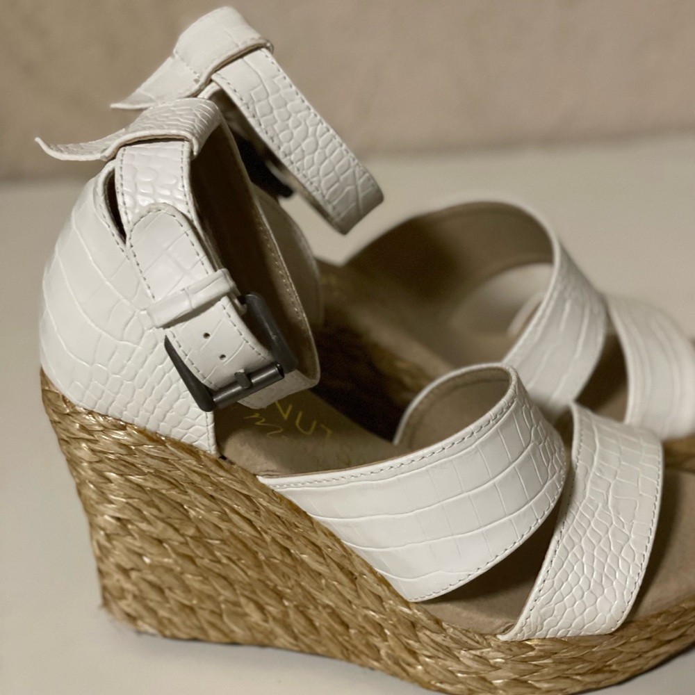 Coconuts by Matisse Mickie Wedge with double toe straps and ankle buckle.